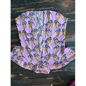 Pink Leopard Bamboo Print Short Sleeve Button Down Shirt Tropical Summer Top